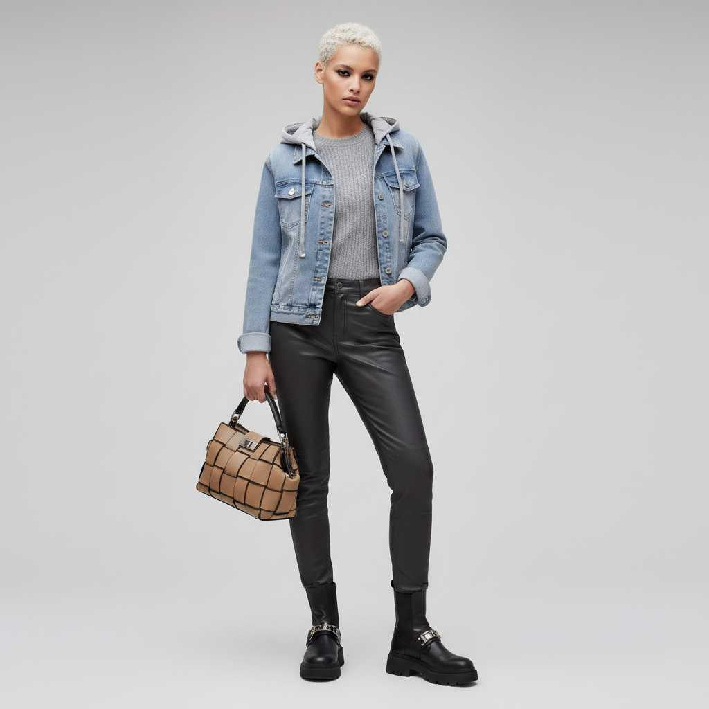 Damen Denim Jacke mit abnehmbarer Kapuze | Freizeitjacke