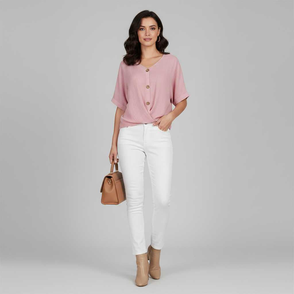 Elegante V-Ausschnitt Bluse für Damen | Modische Damenbluse