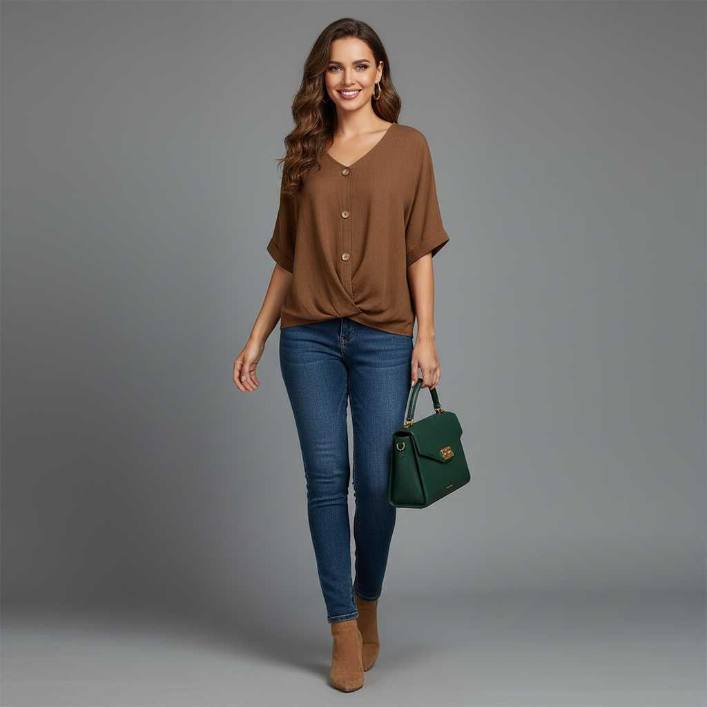 Elegante V-Ausschnitt Bluse für Damen | Modische Damenbluse