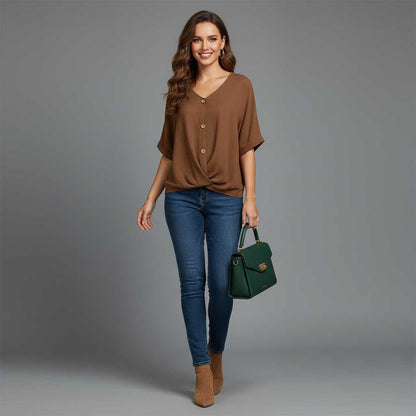 Elegante V-Ausschnitt Bluse für Damen | Modische Damenbluse