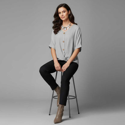 Elegante V-Ausschnitt Bluse für Damen | Modische Damenbluse