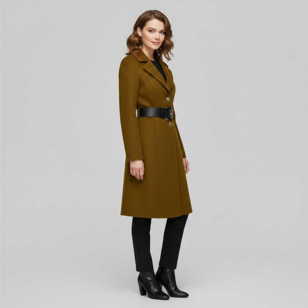 Eleganter Schwarzer Damenmantel | Winter Mantel Damen
