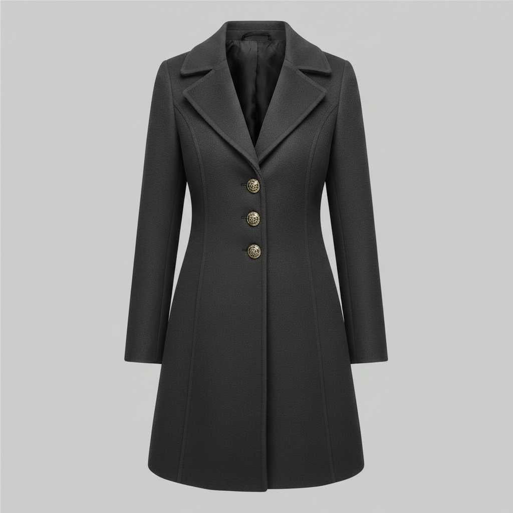 Eleganter Schwarzer Damenmantel | Winter Mantel Damen