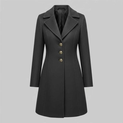Eleganter Schwarzer Damenmantel | Winter Mantel Damen