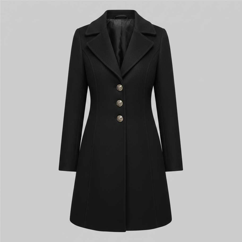 Eleganter Schwarzer Damenmantel | Winter Mantel Damen