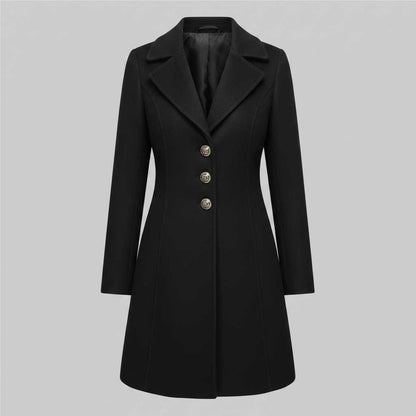 Eleganter Schwarzer Damenmantel | Winter Mantel Damen