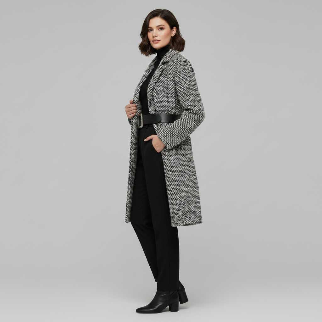 Eleganter Wollmantel Damen Beige | Langer Wintermantel