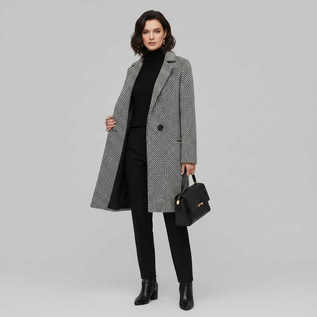 Eleganter Wollmantel Damen Beige | Langer Wintermantel